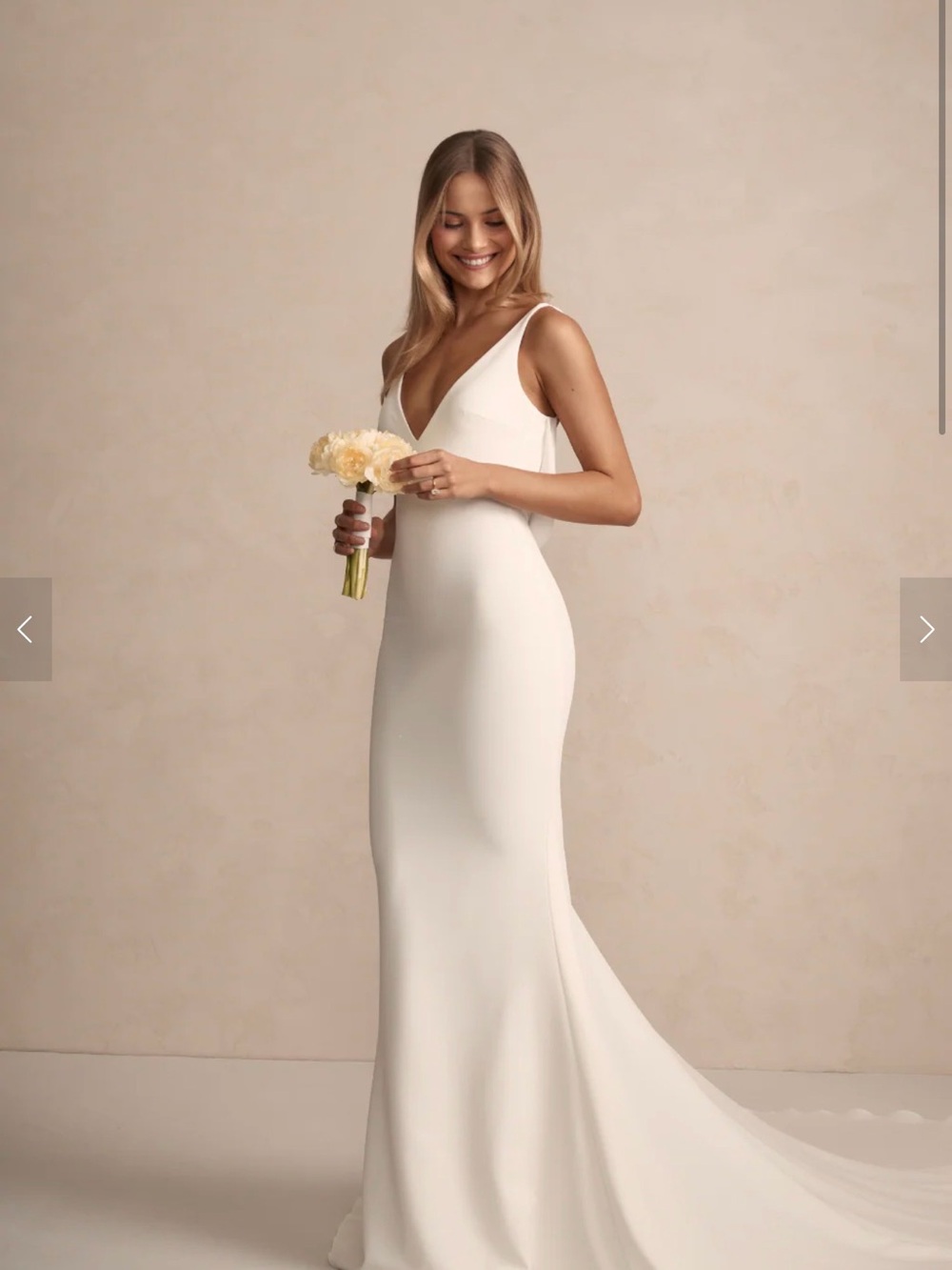 MWL Archie V1. Size 14 -Minimal V-Neck White Wedding Gown